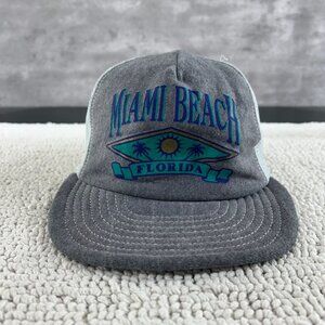 Vintage Miami Beach Florida Mesh Snapback Trucker Hat OSFA Two Tone Graphic Cap